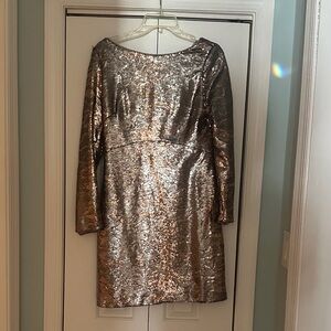 Jessica Simpson Shimmering Silver Long Sleeve Dress